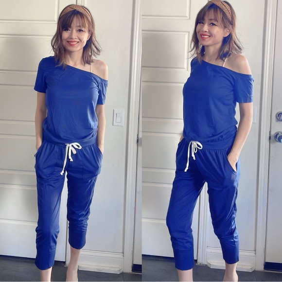 043 Boho One Shoulder pocket Casual jumpsuit - Picture 4 of 8